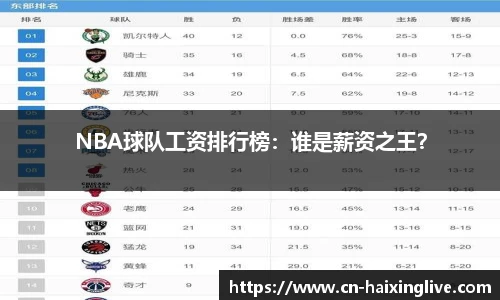 NBA球队工资排行榜：谁是薪资之王？